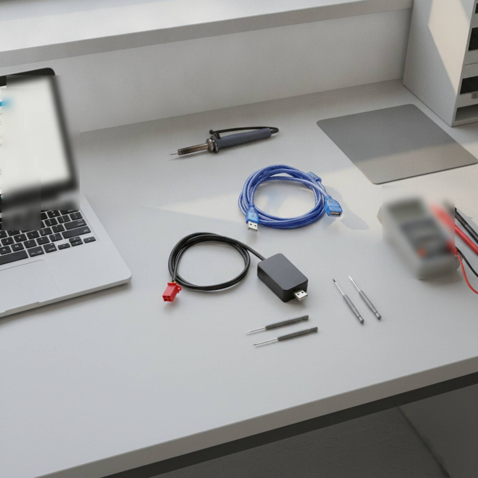 Workshop Tools Bench - 2 Stück USB-Debugging-Kabel, gewickeltes Steuerkabel, kompakt,