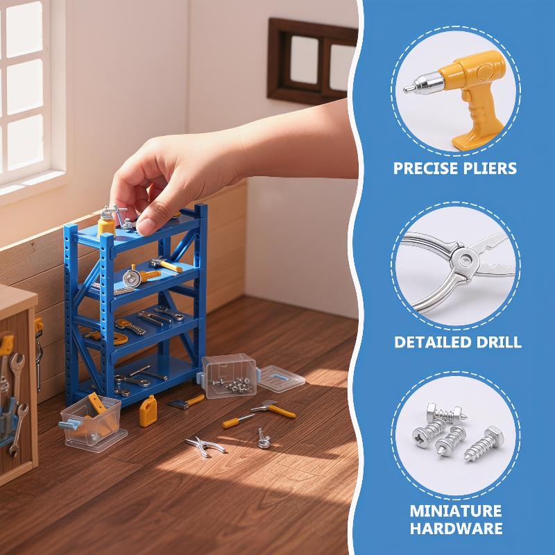 Workshop Tools Toy - Premium 30-teiliges Mini-Werkzeugset im Maßstab 1:12