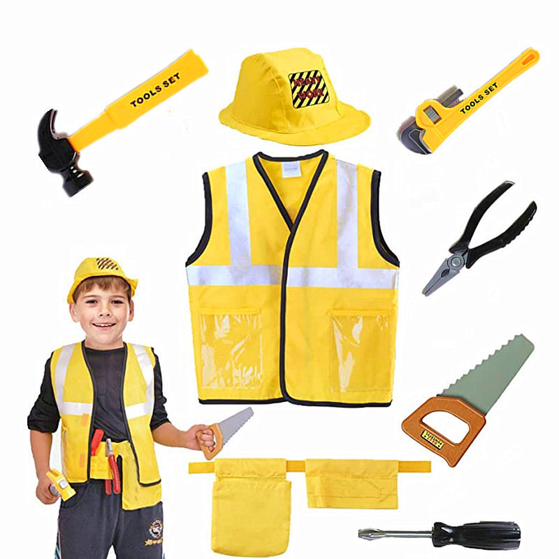 Tools Workshop For Kids - Bauarbeiter-Weste für Kleinkinder, 5-teiliges Spielset für